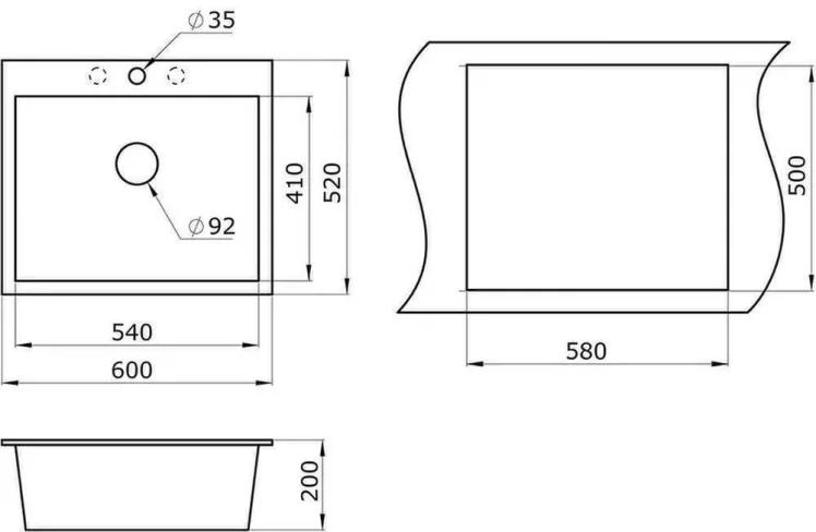 Кухонная мойка GRANULA 6001 Графит_1