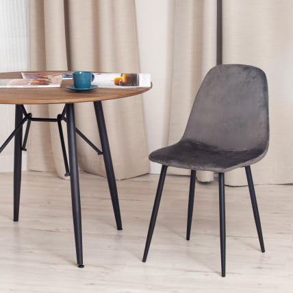 Стул BREEZE (mod. 4724) вельвет/металл, 44 х 53 х 87 см, Light grey (светло-серый) HLR24 / черный_9