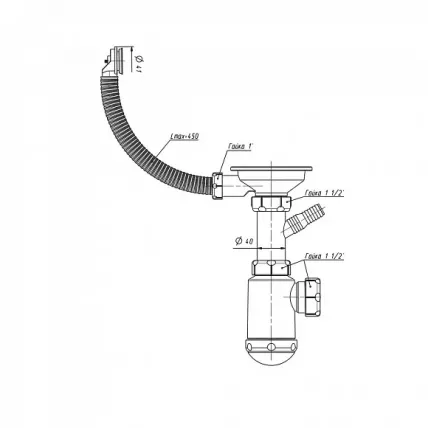 Сифон GRAND 3 1/2 с круглым переливом и винтом металл. с отводом (С.Н. 311-11-24)_2