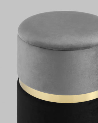 Пуф Кэрри с ящиком велюр Серо-черный_4