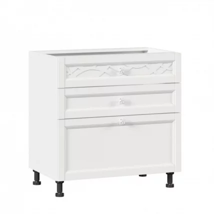 Тумба кухонная 800 с 3 ящиками ЛЮКС (4) Джулия ЛД 284.930.000.040 Белый_0