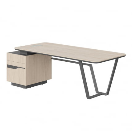 Стол руководителя левый Line СФ-571102.1 Дуб светлый Черный графит_0