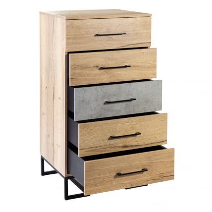 Комод Лофт с 5 ящиками Дуб натур-Бетон / Loft_4