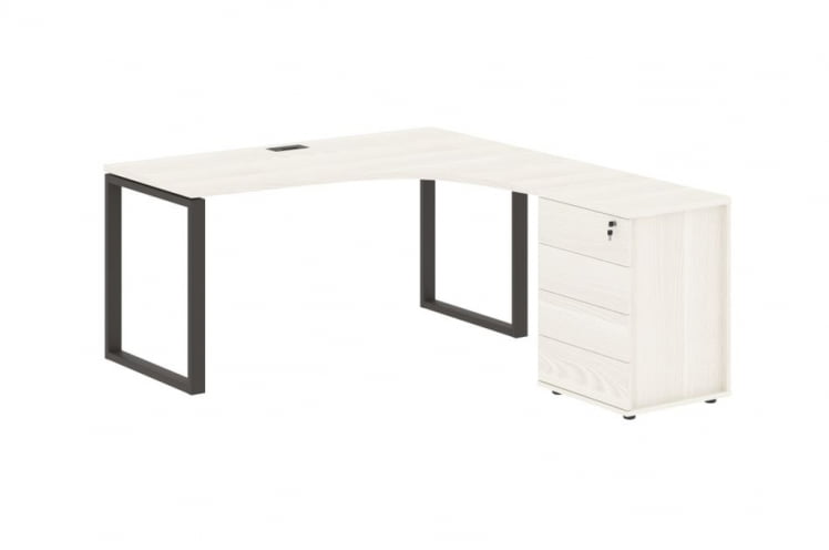 Стол эргономичный с тумбой правый EDIS EQCET 1518 R Ясень Траун Мокко_0