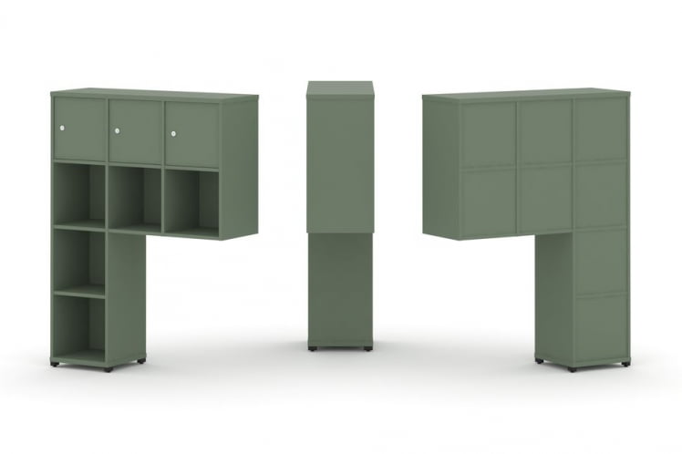 Надставка на стол высокая односторонняя + задняя стенка (8 шт.) + распашной фасад (3 шт.) CONCEPT CN.ONV-003 Кобо Черный металл_0