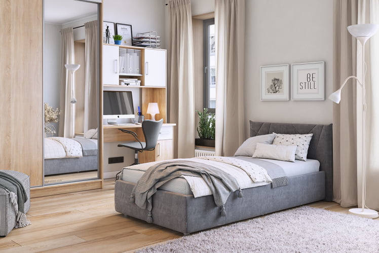 Кровать 0.9 Бест КМ0.9-15 графит (велюр)_5