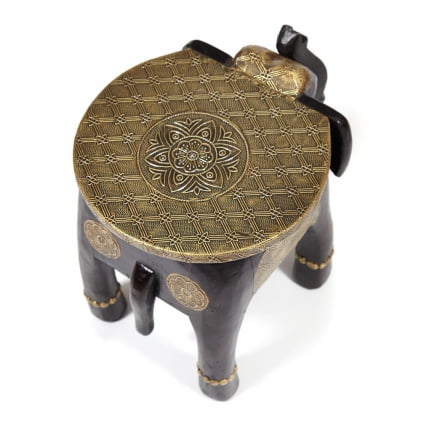 Столик Secret De Maison GOLDEN SLON ( mod. ND-006) дерево манго/латунная чеканка, 40х30х31 см, этническая роспись_4