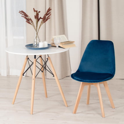Стул TULIP SOFT (mod. 74) / 1 шт. в упаковке вельвет/дерево , 54 х 47 х 83 см , синий (HLR 63)/натуральный_8