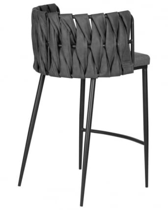 Стул полубарный ДОБРИН АМЕЛИА CОУНТЕР (серая ткань (Ф-48), темно-серый винтажный ПУ (МФ-12)) 4 шт / DOBRIN AMELIA COUNTER (F-48), PU (MF-12))_4