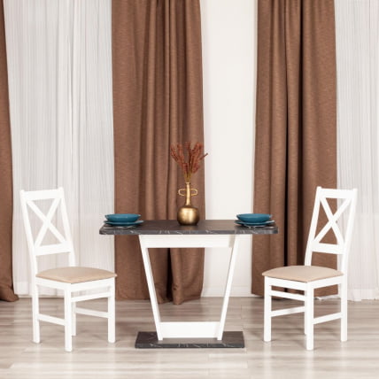 Стол обеденный TIBI нераздвижной ЛДСП, 68,6 х 110 х 75 см, Мрамор черный/Белый_6