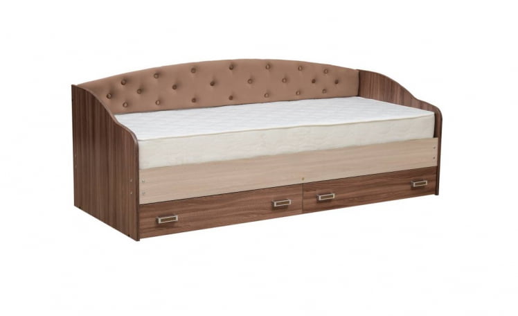 Кровать с мягким элементом Софа №8 900*1900 Венге/Ясень шимо светлый/Кожзам Венге_0