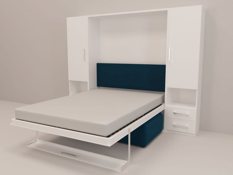 Диван кровать-трансформер Смарт 1 со шкафами и пуфом 1600 Дуб молочный_1