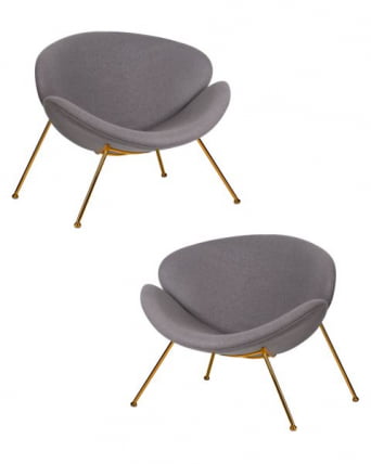 Кресло дизайнерское ДОБРИН ЕМИЛЙ (серая ткань АФ7, золотое основание) 2 шт / DOBRIN EMILY AF7,_0