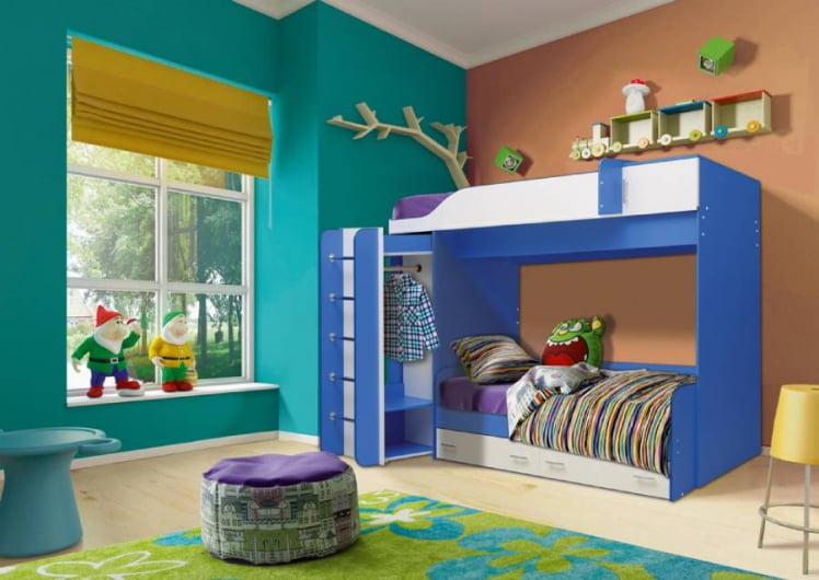 Кровать детская двухъярусная Юниор-8 Оранжевый/Белый_0