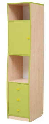 Пенал с дверкой и ящиками Юниор-11.1 Дуб молочный/Лайм_0