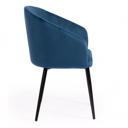 Кресло LA FONTAIN (mod. 004) вельвет/металл, 60 х 57 х 84 см , синий (HLR 63)/черный_1