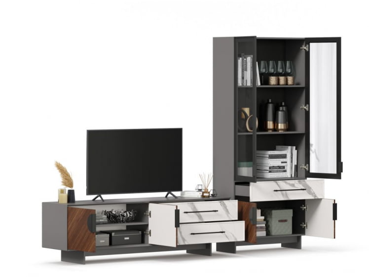 Набор мебели для гостиной Вилена №5 Серый/Орех/Монте белый_4