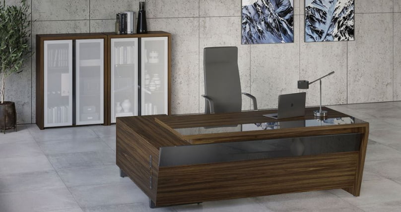 Стол руководителя прямой без тумбы Corner COR.SR-20 Орех Лоренцо Графит_2