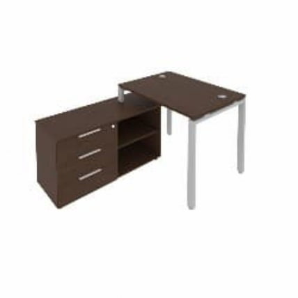Рабочая станция на П-образном м/к с опорной тумбой левая Metal System Б.РС-СТС-2.1 Л Венге/Серый_0