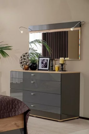 Комод 1200 с 4 ящиками и зеркалом Фиджи 011 Дуб Золотой Антрацит_4