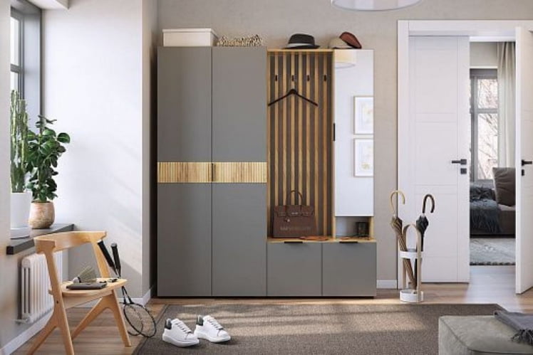 Шкаф двухдверный Бери MPR-024 Дуб крафт золотой/графит_5