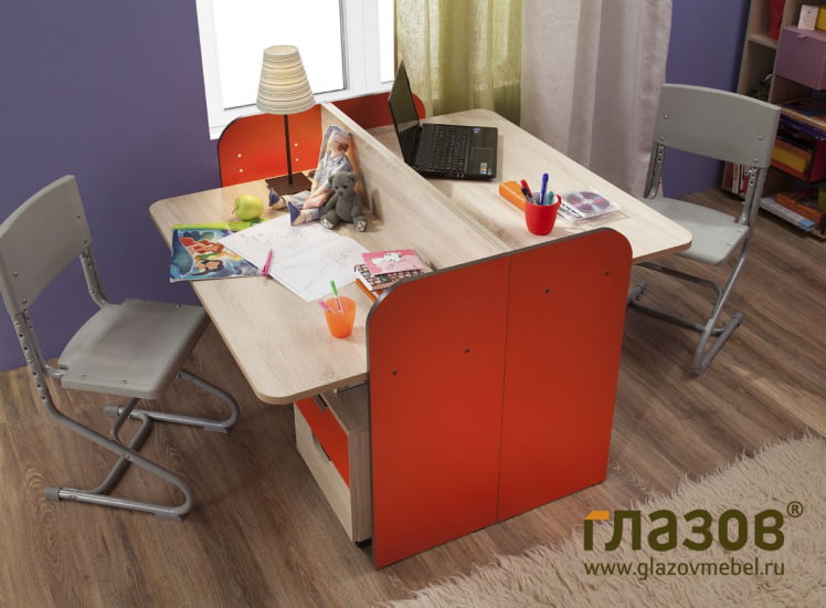 Мебель для детской Автобус композиция 3 Дуб Сонома/Красный_1