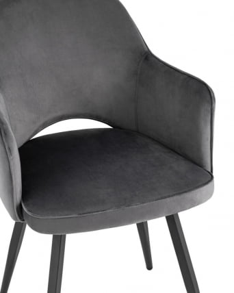 Стул Венера вращающийся велюр серый с полокотниками_5