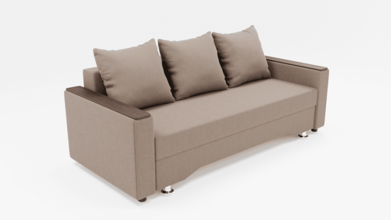 Диван Квадро-2 ППУ (ЗР) Цвет фасада: Светло коричневый; Тип: Прямой; Материал фасада: Металл/Велюр_0