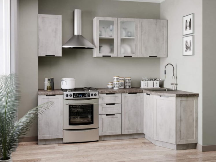 Шкаф кухонный 450 высокий Джамис ЛД 296.430.000.027 Белый Белый камень_2