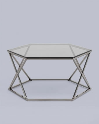 Журнальный столик Круз 93*80 стекло smoke сталь Темный хром_5