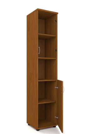 Шкаф для документов узкий с прозрачными стеклами Р.П-4СБ Ясень светлый_1