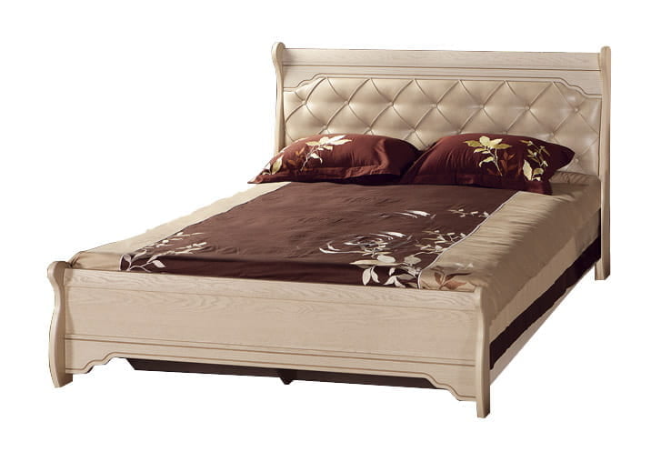 Кровать двойная 1600 с низкой спинкой Флоренция 678  Дуб гарвард бежевый_0