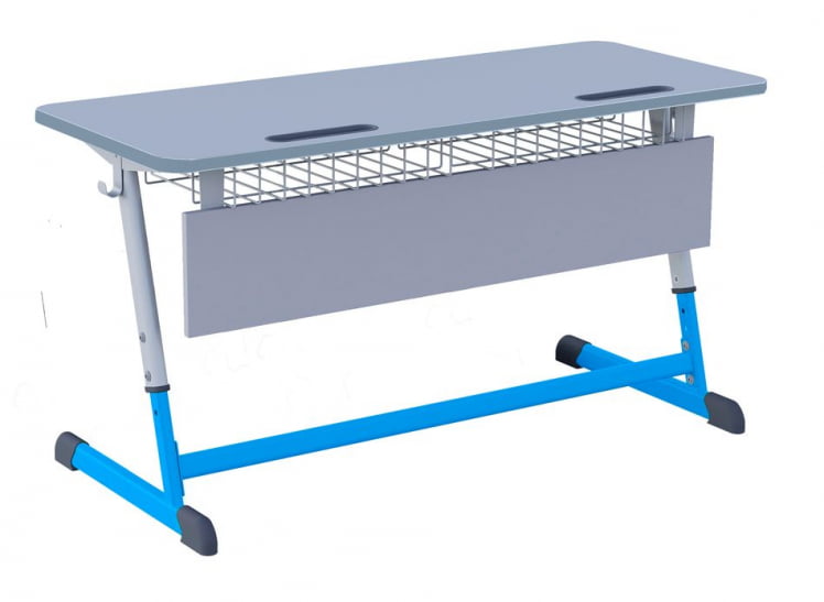 Парта двухместная регулируемая по высоте НОМАД (рост 3-7) Голубой/Серый / NOMAD_0