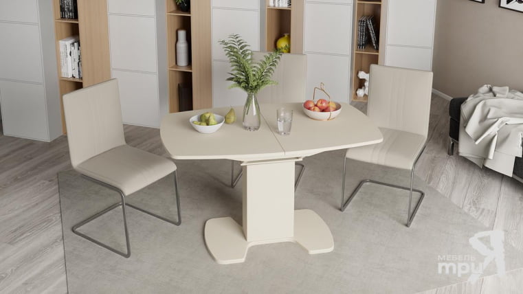 Стол обеденный new Портофино СМ(ТД)-105.02.11(1) Бежевое/Стекло бежевое матовое LUX_2