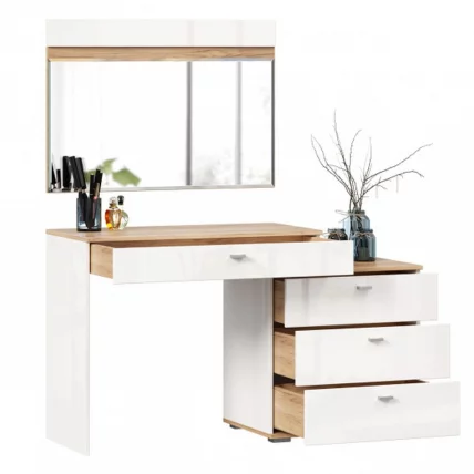 Стол туалетный комбинированный с зеркалом 890 Фиджи 012 Дуб Золотой Белый_3