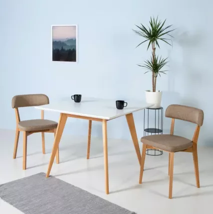 Стол Лунд 860*860 Белый Темный орех_5