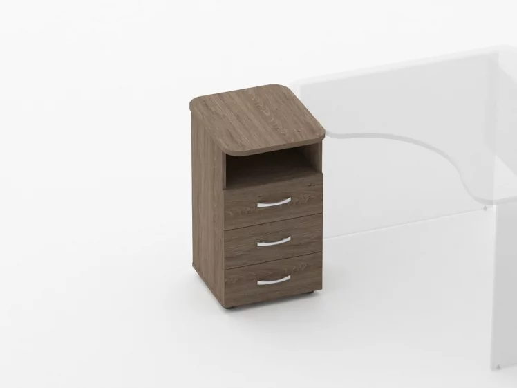 Тумба приставная на 3 ящика с нишей Glassy 3.10.13 Дуб Верцаска_0