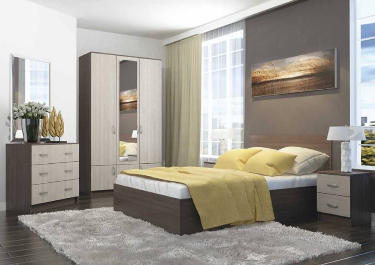 Спальный гарнитур Ронда №2 Венге/Дуб беленый_0