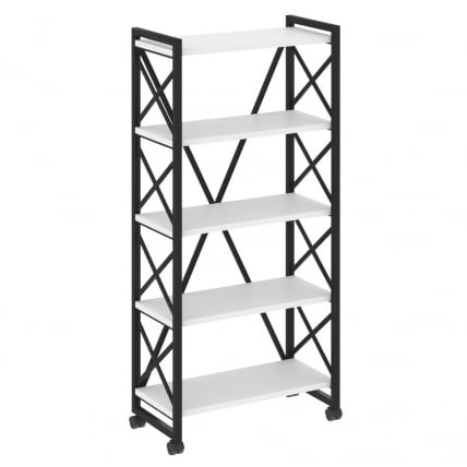 Стеллаж на колесных опорах - 5 полок LOFT VR.L-MST.K-5.8 Металл черный Белый Бриллиант_0