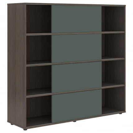 Стеллаж со слайд-дверьми VELION VMCS 1615 Нефрит Дуб Сильвер_1