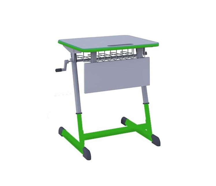 Парта одноместная НОМАД В 600х500 с ручной регулировкой высоты с антивандальной полиуретановой кромкой (рост 4-6) Зеленый/Серый / NOMAD V_0