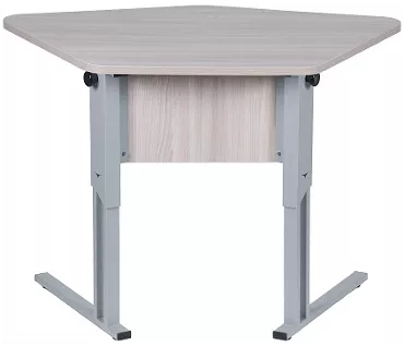 Парта двухместная (рост 6) с трапециевидной столешницей Белая ЛДСП/Серая кромка/Металл Серый_0