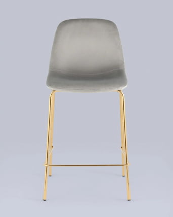 Стул полубарный Валенсия SN велюр Серый золотые ножки_7