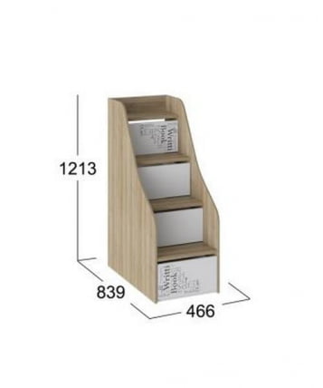 Лестница приставная с ящиками Оксфорд ТД-139.11.12 Ривьера Белый с рисунком_2