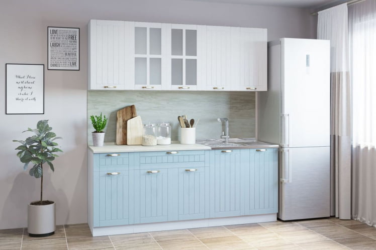 Гарнитур кухонный ПРОВАНС В 1 (накладная мойка) реалвуд ультра/скай_0