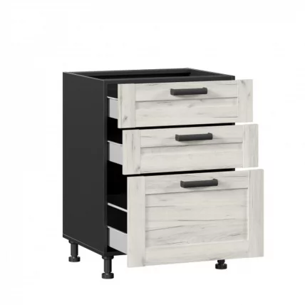Тумба кухонная 600 с 3 ящиками (4) Винченца ЛД 234.140.000.057 Черный Дуб Крафт белый_1