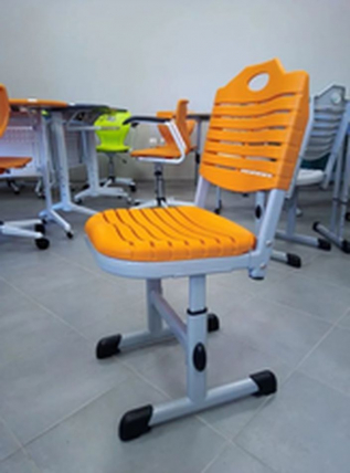 Ученический стул пластиковый (рост 5-7) Оранжевый/Каркас серый_2