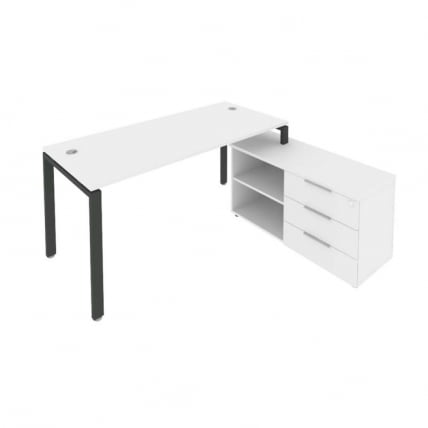 Рабочая станция на П-образном м/к с опорной тумбой правая Metal System Б.РС-СТС-2.4 Пр Белый/Антрацит_0