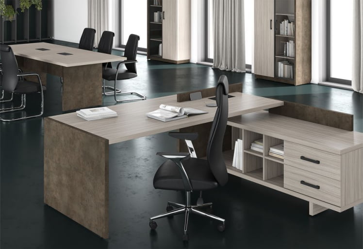 Стол для заседаний WOOD&STONE СФ-531102 Дрифтвуд Бетон Чикаго темный_1