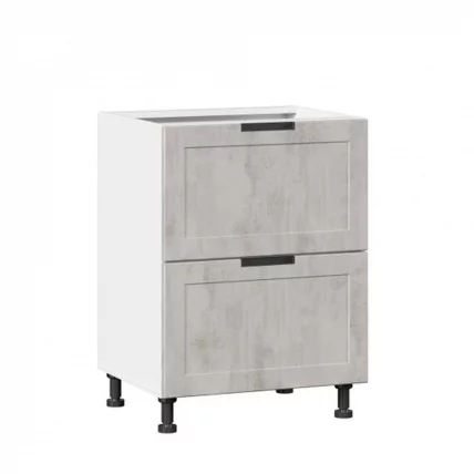 Тумба кухонная 600 с 2 ящиками ЛЮКС (4) Джамис ЛД 296.900.000.037 Белый Белый камень_0